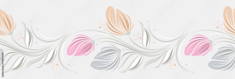Seamless abstract rose flower border design Stock Vector | Adobe Stock