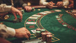 men are playing at blackjack in a casino