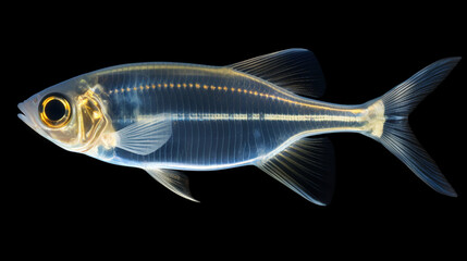 Canvas Print - x ray tetra fish (pristella tetra). Pristella maxillaris Albino, Pristella tetra. AI Generative