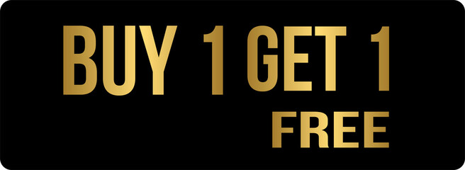 Sticker - Golden buy one get one free tag label, gold buy 1 get 1 free banner