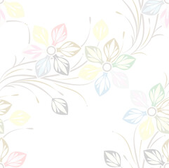 Wall Mural - Seamless vector faded flower pattern on white background