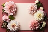 Fototapeta Sypialnia - Pink flowers on a white background, Closeup, Empty place for inspirational text, lovely quote or positive sayings, AI generative.