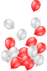 Wall Mural - Celebrations background with red and white silver balloons