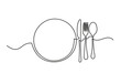 One continuous line spoon, knife, and fork.single line Cutlery design. Cutlery vector isolated on a white background.restaurant logo stock illustration.