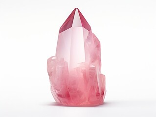 Wall Mural - Generative AI : pink quartz gemstone isolated on a white background