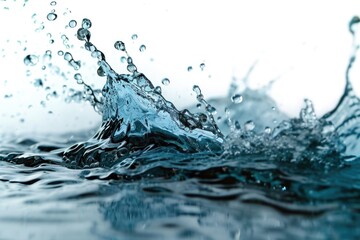 Canvas Print - A visually striking image capturing a splash of water on top of a body of water. Perfect for depicting the beauty and dynamics of water.