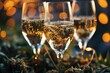 Champagne glasses full of cannabis, Cheers on new year's eve. Generative AI.
