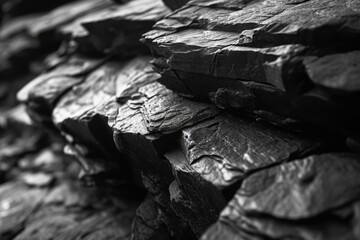 Wall Mural - A black and white photograph of a pile of rocks. Suitable for various uses