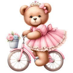 cute teddy bear in a pink dress
