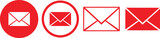 Fototapeta  - Red color Mail icon set. email icon vector. E-mail icon. Envelope illustration