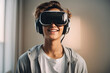 © AungThurein - An excited teenager with a VR headset enjoying the modern technology