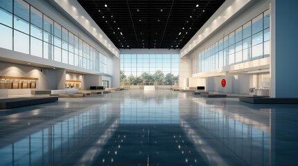 Poster - Empty showroom building interior. Generative AI.