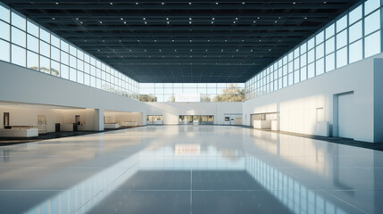 Poster - Empty showroom building interior. Generative AI.