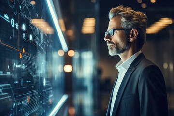 Aufkleber - Business man using Ai technology, Digital transformation change management, Internet of things, New technology big data and business process strategy, Customer service management. Generative AI.