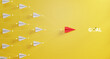 © Smile Studio AP - Leadership concept, red leader plane leading white plane, on yellow background.