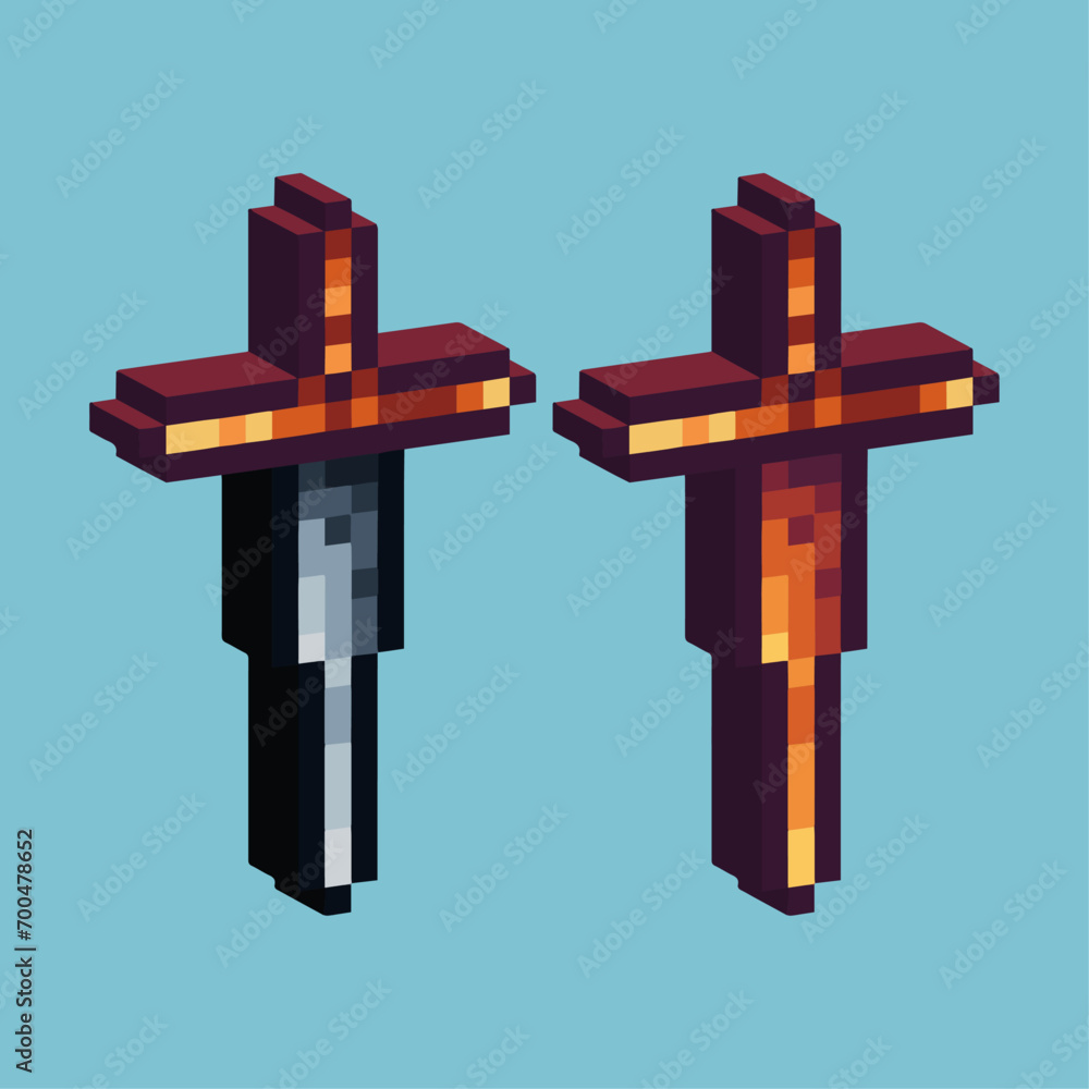 Isometric Pixel art 3d of sword icon for items asset. Swordicon on ...