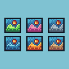 Wall Mural - Pixel art sets of painting icon with variation color item asset. painting icon on pixelated style. 8bits perfect for game asset or design asset element for your game design asset