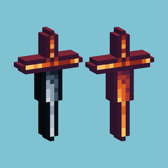 Wall Mural - Isometric Pixel art 3d of sword icon for items asset. Swordicon on pixelated style.8bits perfect for game asset or design asset element for your game design asset.