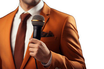 Wall Mural - Man Speaking in Mic Isolated on transparent background