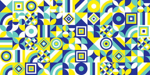 Poster - Abstract mosaic of geometric tiles. Tile with different shapes, seamless pattern for print.