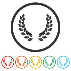 Sticker - Laurel Wreath icon. Set icons in color circle buttons