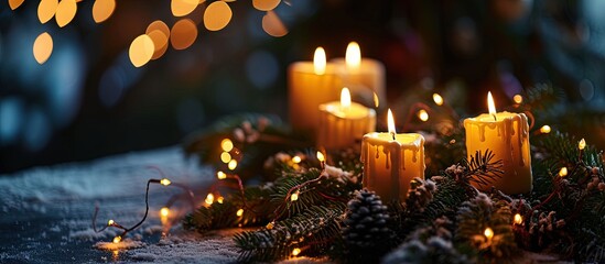 Poster - Advent Sing Christmas Songs Candles The Light. Creative Banner. Copyspace image