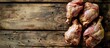 grilled chicken fillets on wooden cutting board top view. Creative Banner. Copyspace image