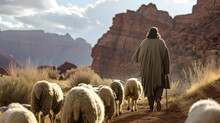Jesus Christ, good shepherd and flock of sheep