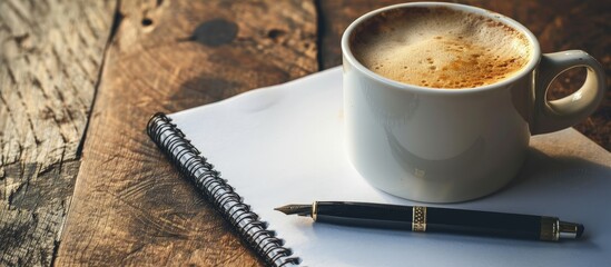 Poster - Blank Pad of Paper ready for your own text Pen Coffee. Creative Banner. Copyspace image
