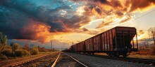 Hobo Bloggers Climbing Freight Train With Cameras High Quality Photo. Creative Banner. Copyspace Image
