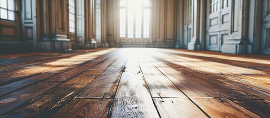Poster - Classic spacious room with light parquet floor. Creative Banner. Copyspace image