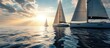 Luxury yachts at Sailing regatta Sailing in the wind through the waves at the Sea. Creative Banner. Copyspace image