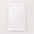 Hochwertige, realistische neue Version eines weichen, sauberen weißen Tablet-Computers mit leerem weißen Bildschirm. Realistisches Vektor-Mockup-Tablet-Pad für die visuelle Demonstration der UI-App.