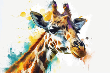 Wall Mural - illustration design of a giraffe in painting style