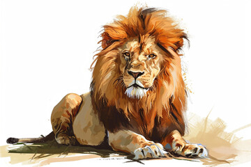 Wall Mural - illustration design of a painting style lion