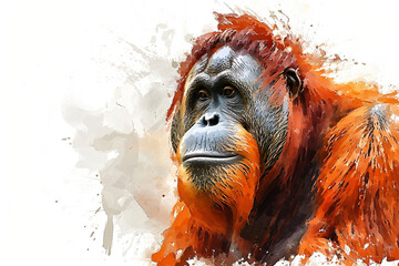 Wall Mural - illustration design of an orangutan in painting style