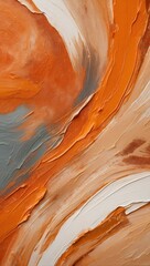Wall Mural - Closeup of abstract copper orange texture background. Oil, acrylic brushstroke, pallet knife paint on canvas. Art Canvas Banner.