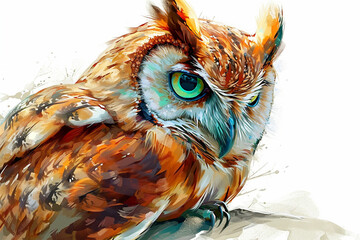 Wall Mural - illustration design of an owl in painting style