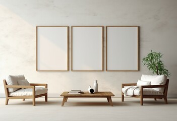 Poster - interior of a room, mockup of a picture on the wall, blank poster template