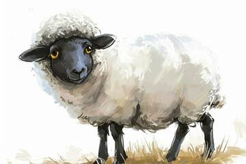 Wall Mural - illustration design of a sheep in painting style