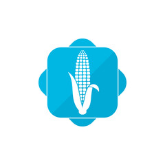 Sticker - Corn blue square button icon isolated on transparent background