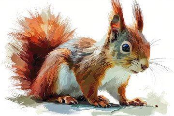 Wall Mural - illustration design of a painting style squirrel