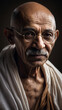 Realistic Portrait of Indian lawyer, anti-colonial nationalist and political ethicist Mahatma Gandhi