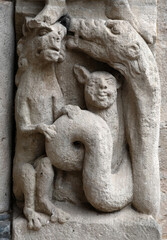 Canvas Print - Sculpture romane sur la porte de l'abbaye Saint-Pierre de Beaulieu-sur-Dordogne, Corrèze, France