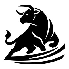 Sticker - minimal bull fight vector Logo silhouette, black color silhouette