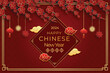 Happy 2024 chinese new year festival template design with chinese zodiac dragon, clouds and flowers background