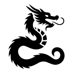 Wall Mural - minimal Chinese Dragon Logo vector silhouette, black color silhouette, white background