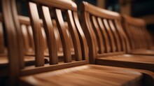 A Row Of Wooden Chairs