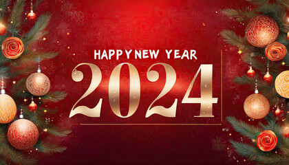 Wall Mural - Greeting card Happy New Year 2024