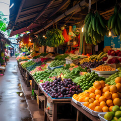 Canvas Print - A bustling market with vibrant fruits and vegetables.